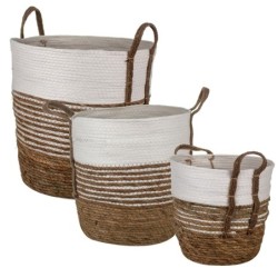 Signes Grimalt By Sigris - Cestas Mimbre | Cestos Mimbre Decoracion - Pack de 3, 40x31x39 cm