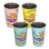 By SIGRIS Vaso 4 Unidades Multicolor de Metal Esmaltado 12*8*8cm Set de 4 Unidades Vaso