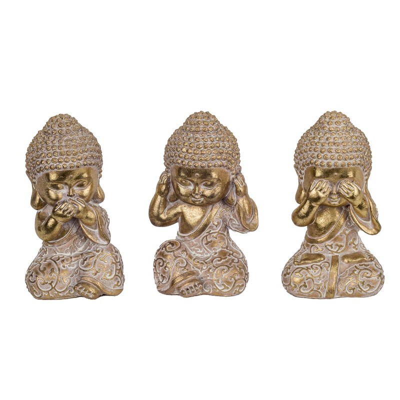 Signes Grimalt By SIGRIS - Figura Buda 3 Uni. Dorado de Resina | Figura de Buda Figuras De Resina Para Jardin Figura Resina Deco