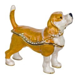 By SIGRIS Cajita Perro Amarillo de Metal 6X2X7cm Caja Caja Bonita Cajita Madera Regalo