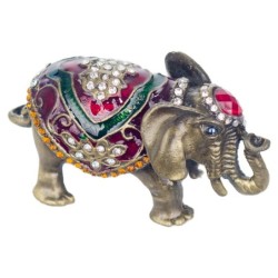 By SIGRIS Cajita Elefante Gris de Metal 4X3X8cm Caja Caja Bonita Cajita Madera Regalo