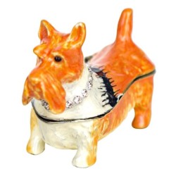 By SIGRIS Cajita Perro Naranja de Metal 5X3X7cm Caja Caja Bonita Cajita Madera Regalo