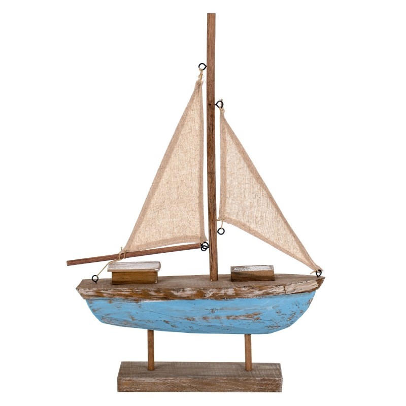 By SIGRIS Velero Azul de Madera 55X9X36cm Modelismo de Barcos Velero Maqueta Velero