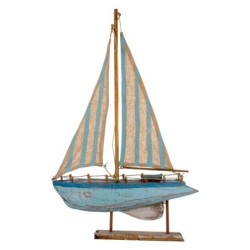 By SIGRIS Velero Azul de Madera 61X7X40cm Modelismo de Barcos Velero Maqueta Velero