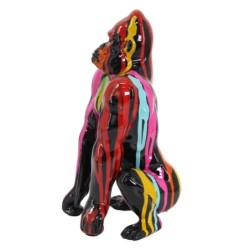 By SIGRIS Figura Gorila Grafiti Multicolor de Resina 23*12*13cm Figura de Animal