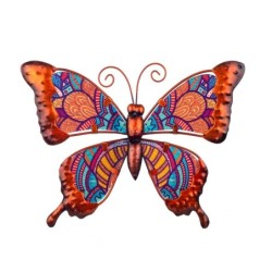 By SIGRIS Figura de Animal Naranja de Metal y Cristal 19*1*26cm Figura Mariposa