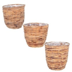 By SIGRIS Cesta Beige de Rattan 43*40*40cm Set de 2 Unidades Cestas 2 Unidades