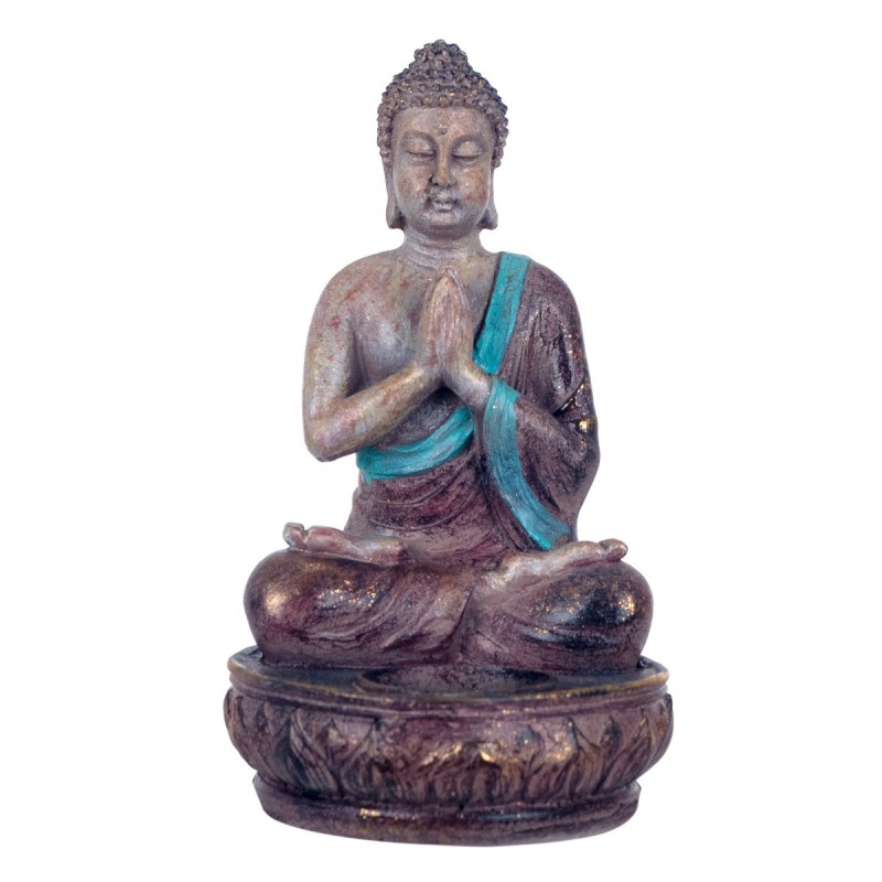 By SIGRIS Figura Buda Sentado Rezando Gris de Resina 19*11*11cm Figura de Buda