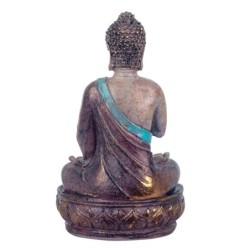 By SIGRIS Figura Buda Sentado Rezando Gris de Resina 19*11*11cm Figura de Buda