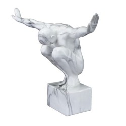 By SIGRIS Figura Hombre Desnudo Blanco de Resina 33*15*49cm Figura de Persona