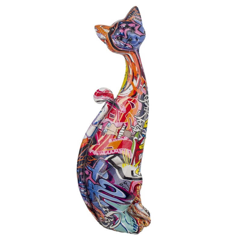 Signes Grimalt By SIGRIS - Figura Gato Grafiti Multicolor de Resina | Figura de Gato Figuras De Resina Para Jardin Figura Resina