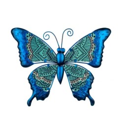 By SIGRIS Figura de Animal Azul de Metal y Cristal 24*1*31cm Figura Mariposa