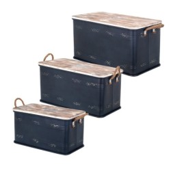 By SIGRIS Caja Negro de Metal 36*36*68cm Set de 3 Unidades Caja Set de  3 U