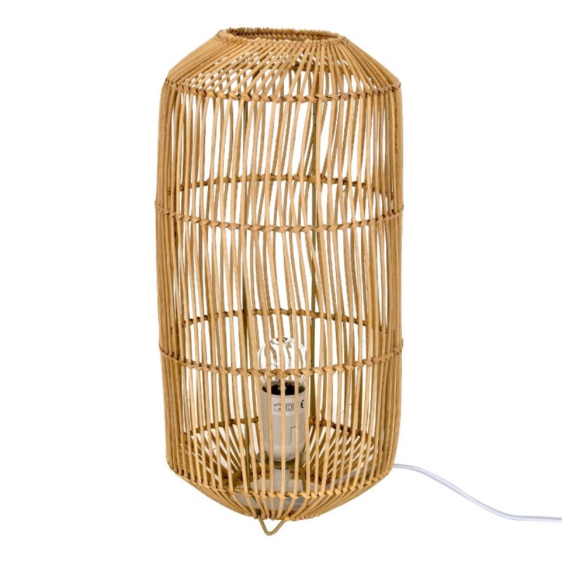 By SIGRIS Lámpara Sobremesa Beige de Rattan 39*19*19cm Lámpara de Sobremesa