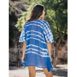 Isla Bonita by SIGRIS - Kaftan | Vestido Suelto de Verano para Mujer Fabricado en Algodón - Camisola Tie Dye para la Playa - Tal