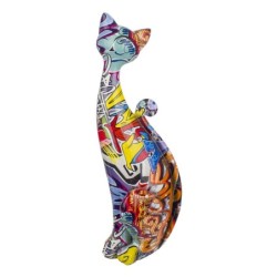 Signes Grimalt By SIGRIS - Figura Gato Grafiti Multicolor de Resina | Figura de Gato Figuras De Resina Para Jardin Figura Resina