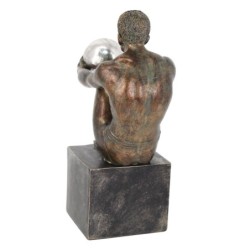 By SIGRIS Figura Hombre Músico Gris de Resina 24*16*10cm Figura de Persona