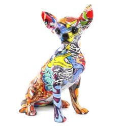 By SIGRIS Figura Chihuahua Multicolor de Resina 25*17*12cm Figura de Perro