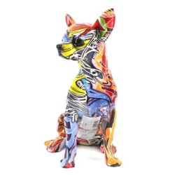 By SIGRIS Figura Chihuahua Multicolor de Resina 25*17*12cm Figura de Perro