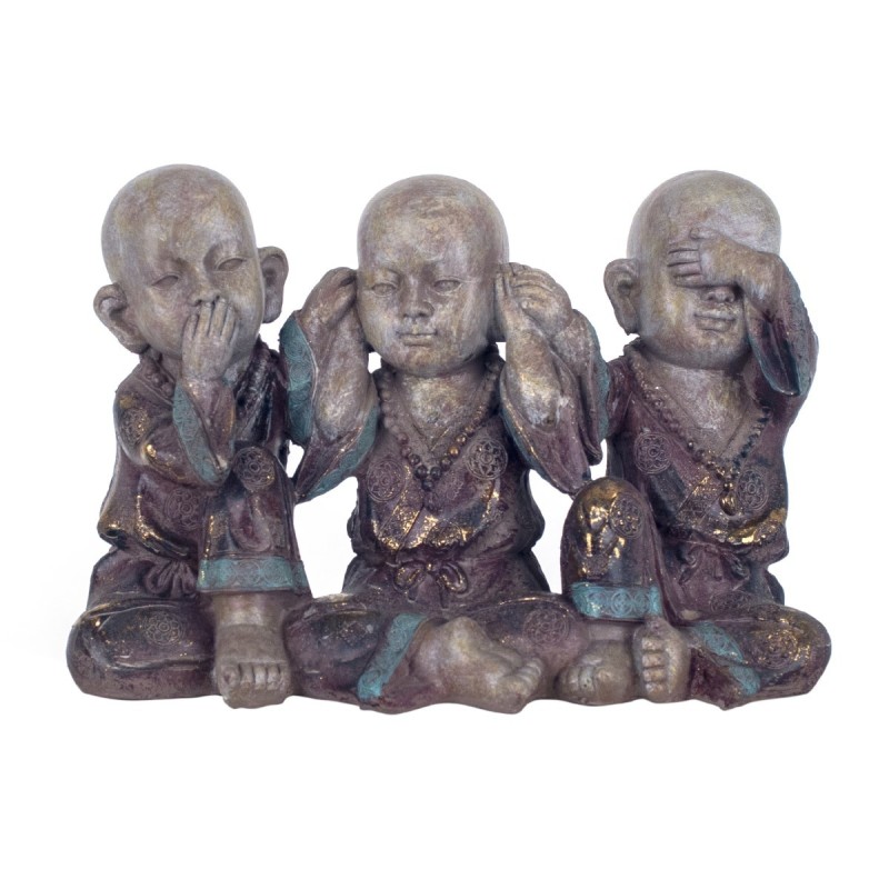 By SIGRIS Figura Budas 3 Unidades Gris de Resina 17*12*25cm Figura de Buda