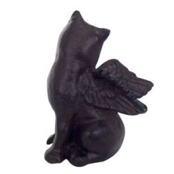 By SIGRIS Figura de Animal Negro de Hierro Colado 15*7*11cm Gato con alas