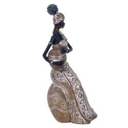 By SIGRIS Figura Africana Negro de Resina 29*12*13cm Figura de Africana