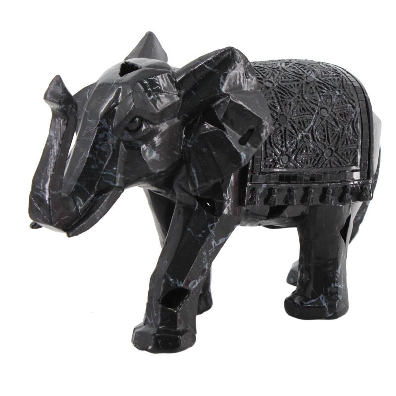 By SIGRIS Figura Elefante Negro de Resina 19*12*29cm Figura de Elefante