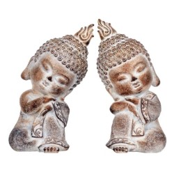 By SIGRIS Figura Buda 2 Unidades Gris de Resina 17*7*9cm Figura de Buda