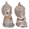 By SIGRIS Figura Buda 2 Unidades Gris de Resina 17*7*9cm Figura de Buda