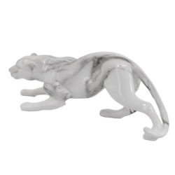 By SIGRIS Figura Leopardo  Blanco de Resina 10*6*28cm Figura de Animal