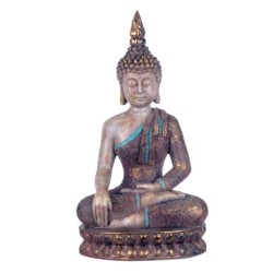 By SIGRIS Figura Buda Sentado Gris de Resina 39*15*21cm Figura de Buda