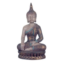 By SIGRIS Figura Buda Sentado Gris de Resina 26*11*14cm Figura de Buda