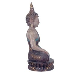 By SIGRIS Figura Buda Sentado Gris de Resina 26*11*14cm Figura de Buda