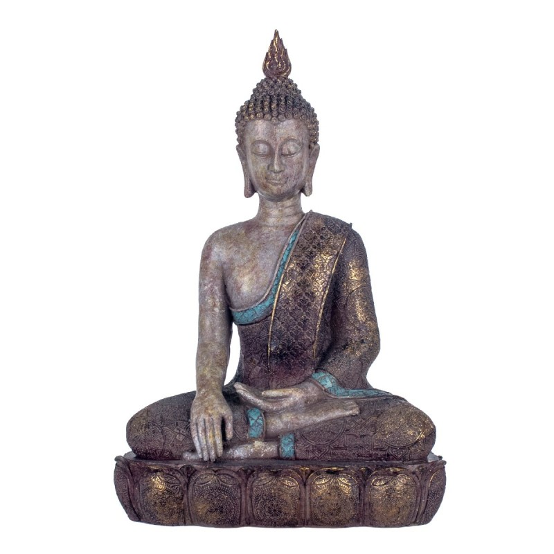 By SIGRIS Figura buda Sentado Gris de Resina 38*14*25cm Figura de Buda