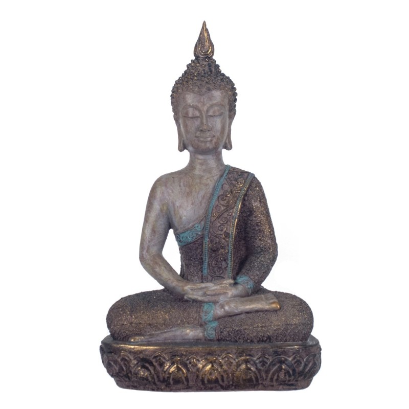 By SIGRIS Figura buda Sentado Gris de Resina 30*11*18cm Figura de Buda