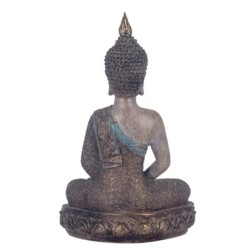 By SIGRIS Figura buda Sentado Gris de Resina 30*11*18cm Figura de Buda