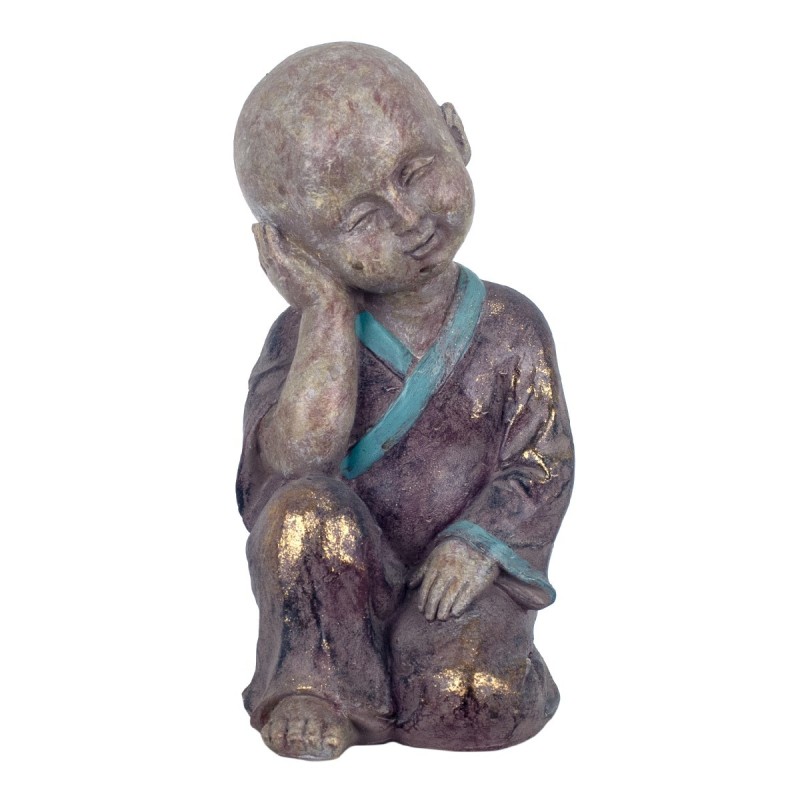 By SIGRIS Figura Buda Sentado Gris de Resina 17*32*33cm Figura de Buda