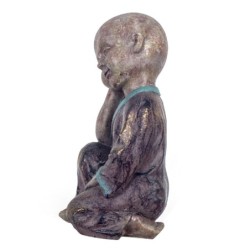 By SIGRIS Figura Buda Sentado Gris de Resina 17*32*33cm Figura de Buda