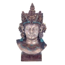 By SIGRIS Figura Cabeza Buda Gris de Resina 44*22*25cm Figura de Buda