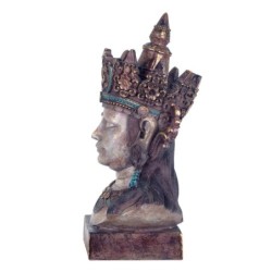 By SIGRIS Figura Cabeza Buda Gris de Resina 44*22*25cm Figura de Buda