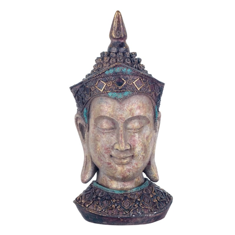 By SIGRIS Figura Cabeza Buda Gris de Resina 32*14*15cm Figura de Buda