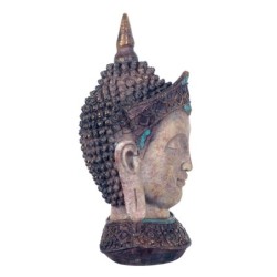 By SIGRIS Figura Cabeza Buda Gris de Resina 32*14*15cm Figura de Buda