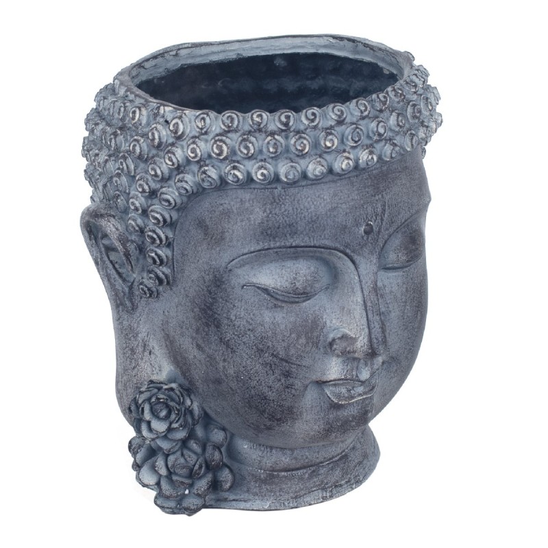 By SIGRIS Figura Cabeza Buda Gris de Resina 23*19*19cm Figura de Buda