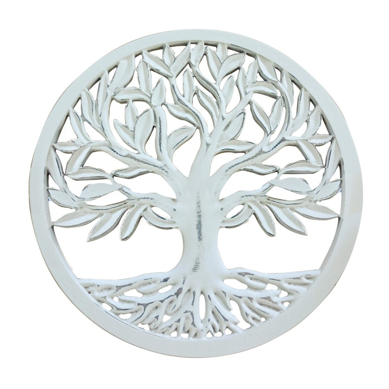 By SIGRIS Adorno Arbol de la Vida Blanco de Madera 40X1X40cm Colgante