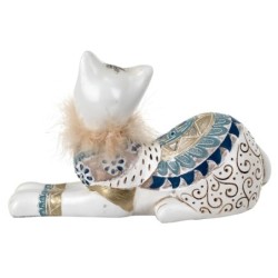 By SIGRIS Figura Gato Multicolor de Resina 13*8*21cm Figura de Gato