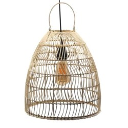 By SIGRIS Lámpara Techo Beige de Rattan 34*33*33cm Lámpara de Techo