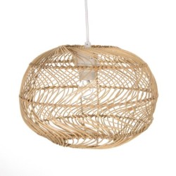 By SIGRIS Lámpara Techo Beige de Rattan 20*29*29cm Lámpara de Techo