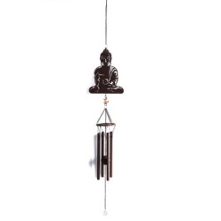 By SIGRIS Colgante Buda Negro de Metal 100*9*15cm Colgante de metal