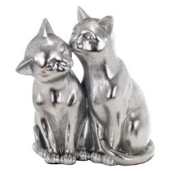 By SIGRIS Figura Gatos Plateado de Resina 20*12*15cm Figura de Gato