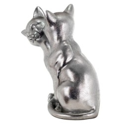 By SIGRIS Figura Gatos Plateado de Resina 20*12*15cm Figura de Gato